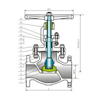 شیر گلوب کربن استیل‎ کلاس 150Lb